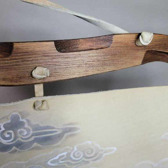 Hand Painted Leather Wall Art Horses Mongolian Landscape Wood Western Carved - Picture 15 of 16